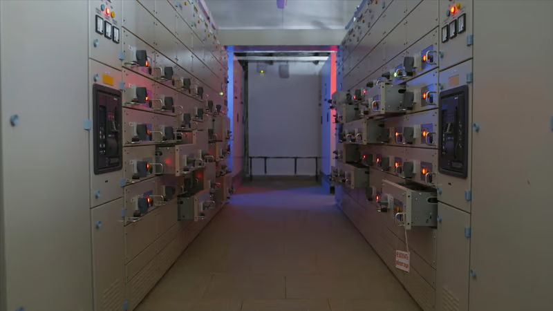 Pasillo de paneles eléctricos
